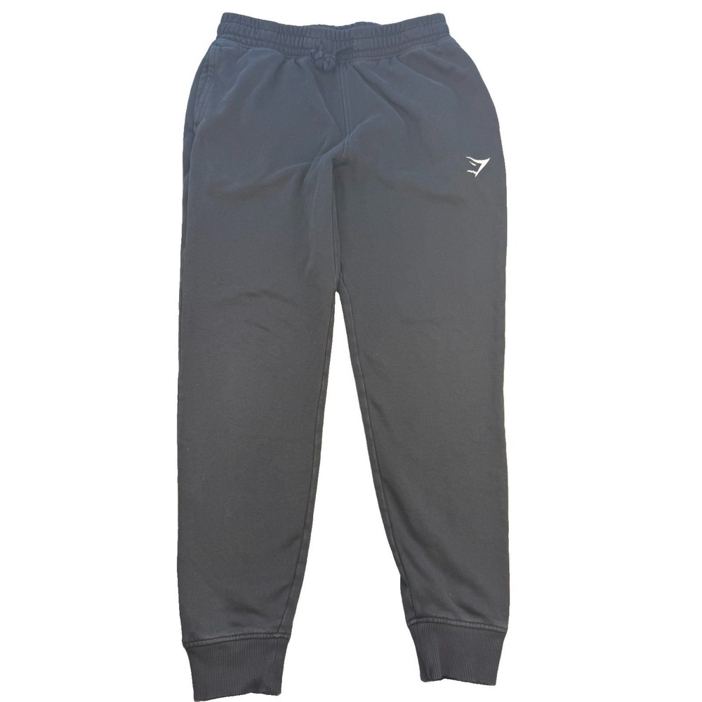 Gymshark Sweatpants Men's Small Black Solid Tapered Jogger Drawstringβ Logo